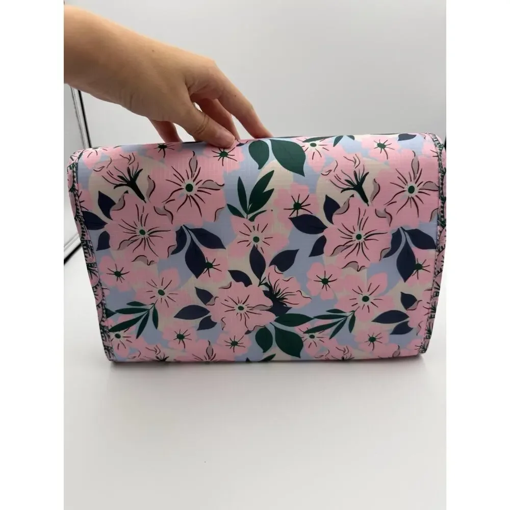 Dwell Studio Pink Floral Hanging Cosmetic Travel Bag Organizer Bottles NWT